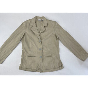 Grunge Chicos Cotton Cinched Waist Blazer Pinstripe Women Size 0 Neutral Preppy